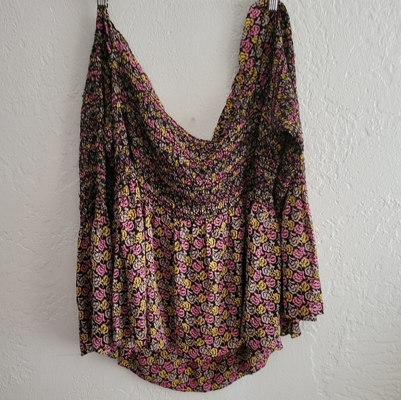 A.L.C. Agra Off The Shoulder Fliral Print Silk Top Size 14 - Picture 2 of 5